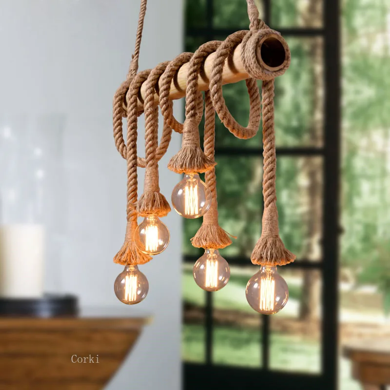Bambus-Holz-Pendelleuchte mit LED und verstellbarem Kabel – Epicéa