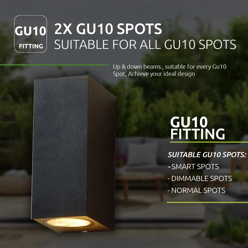 LED-Außenstrahler | San Francisco | IP44 | 2x GU10 | Schwarz