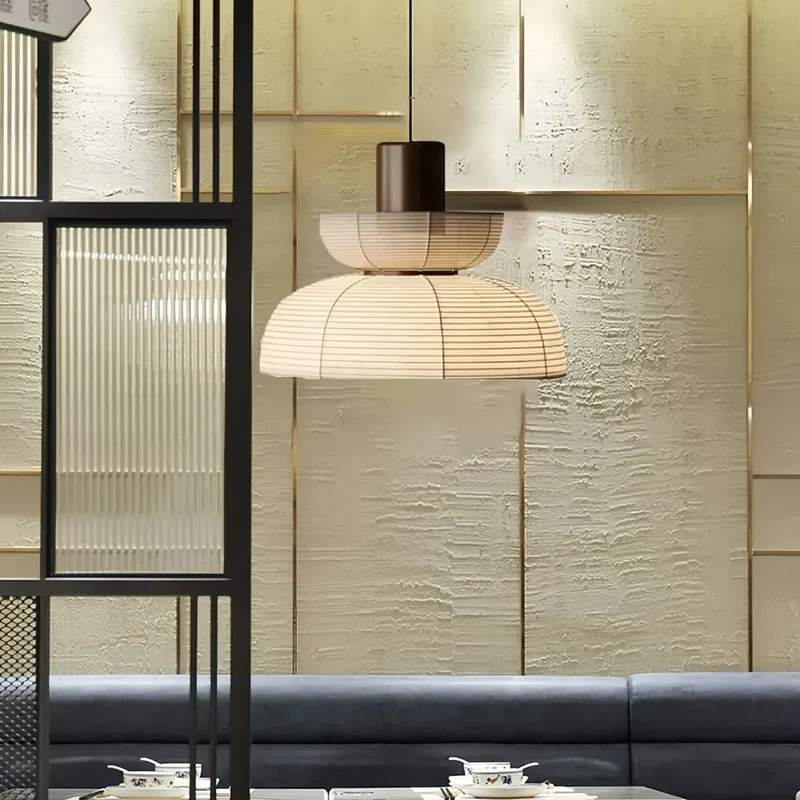 Pendelleuchte im japanischen Stil aus Stoff für Esszimmer