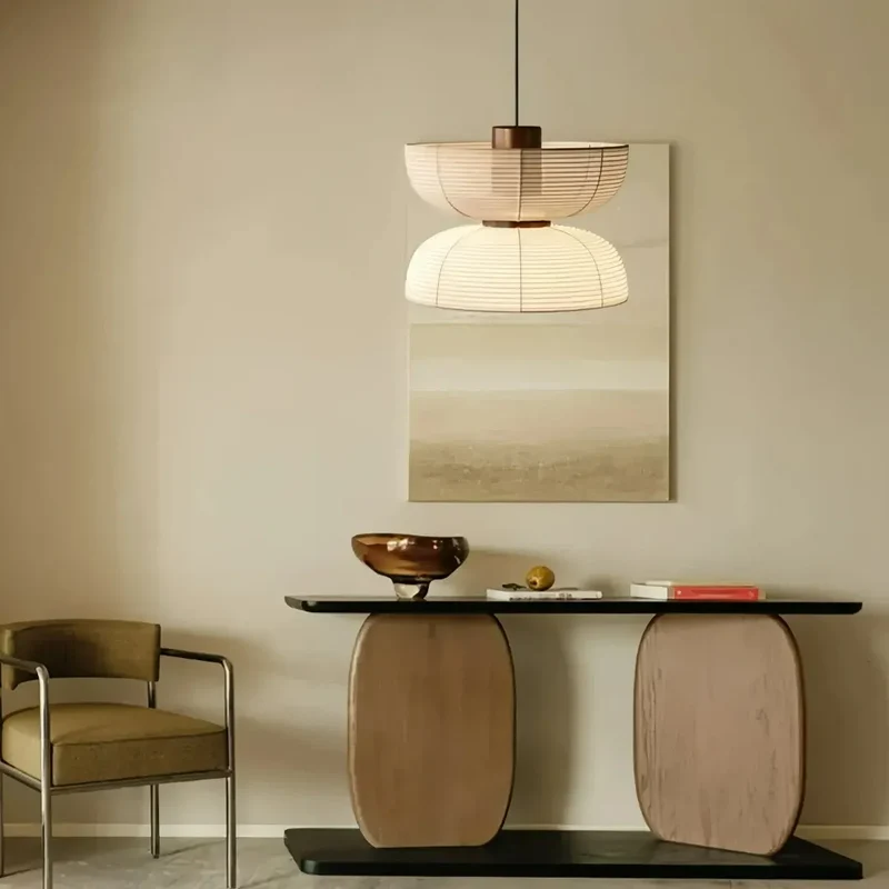 Pendelleuchte im japanischen Stil aus Stoff für Esszimmer