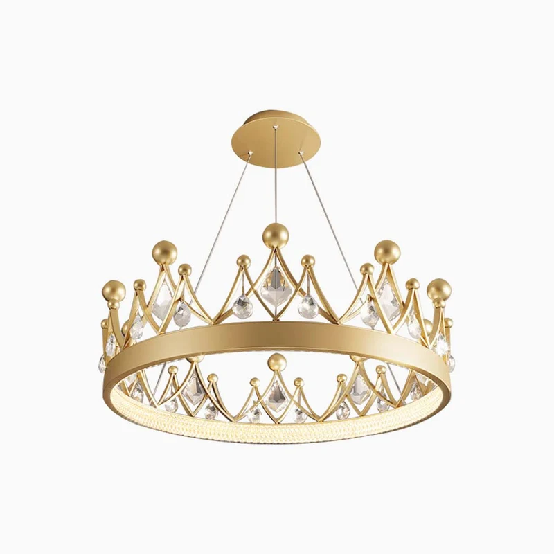 Chandelier Nordic Elegant Round Crystal Crown, Gold