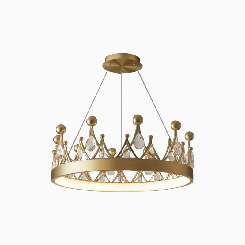 Chandelier Nordic Elegant Round Crystal Crown, Gold