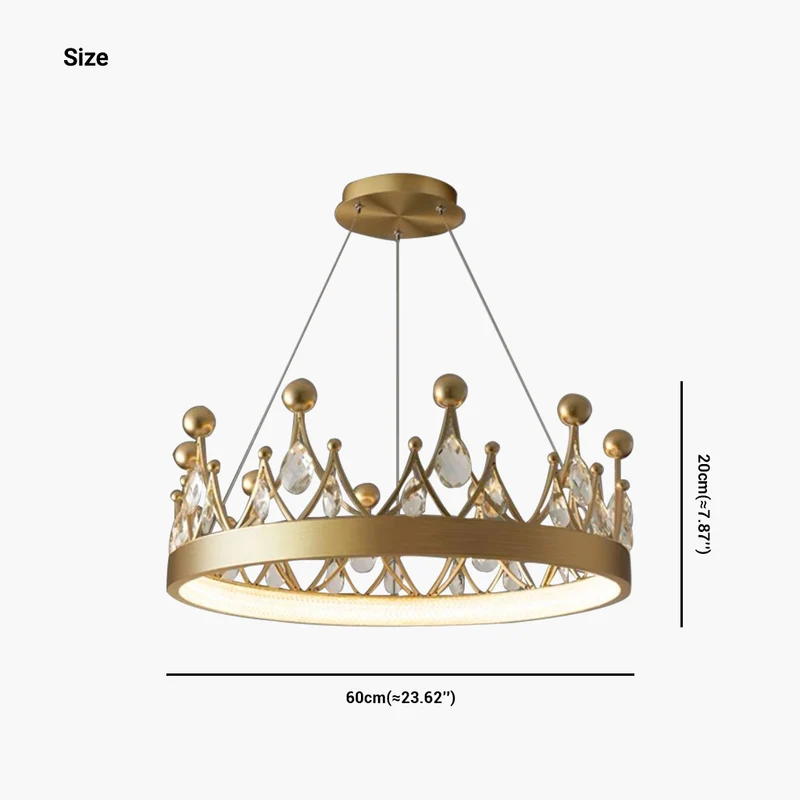 Chandelier Nordic Elegant Round Crystal Crown, Gold