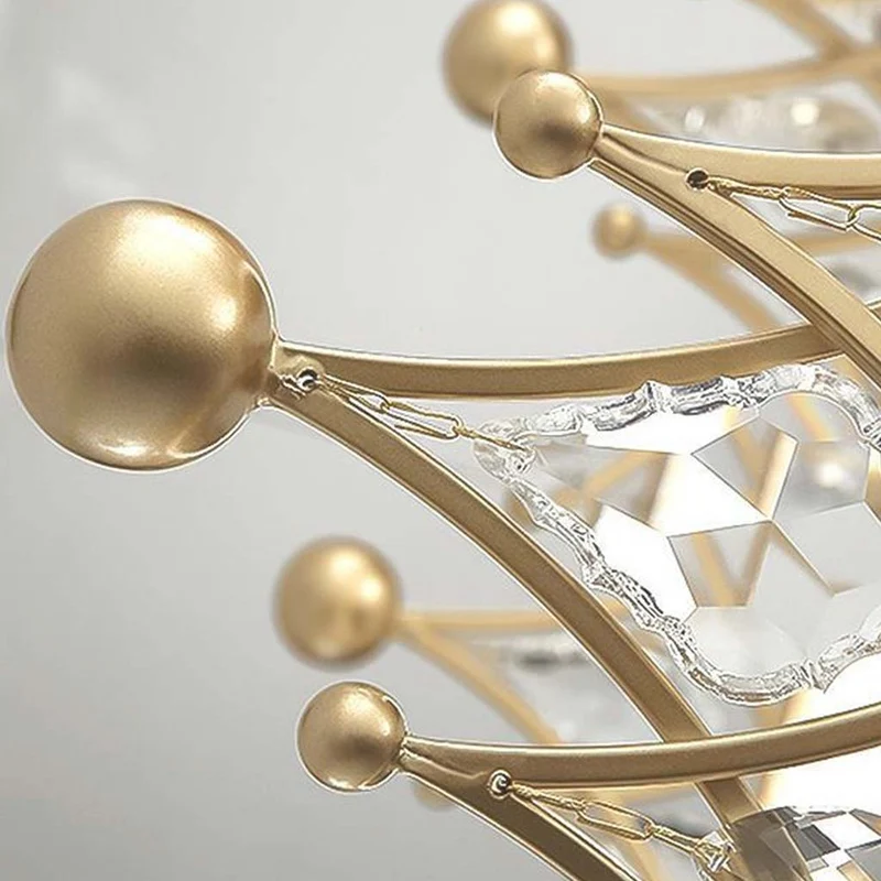 Chandelier Nordic Elegant Round Crystal Crown, Gold