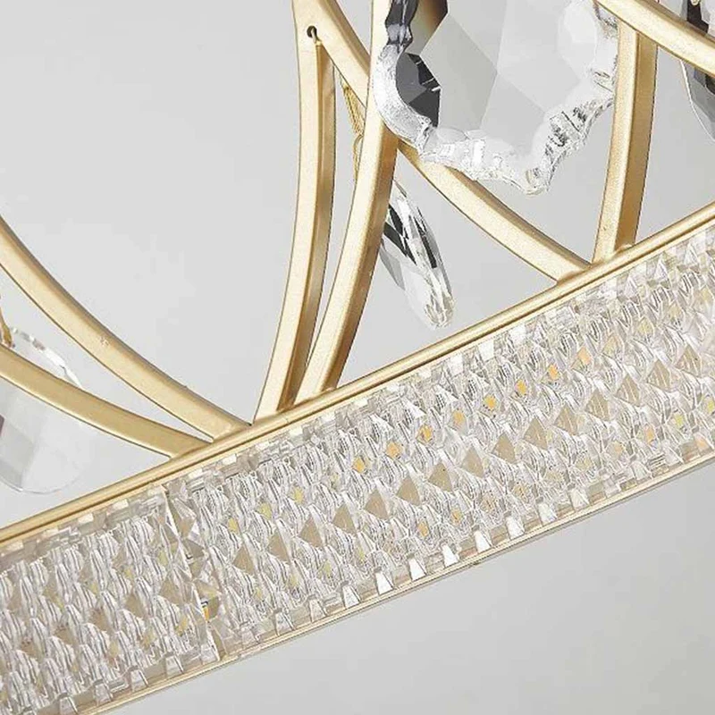 Chandelier Nordic Elegant Round Crystal Crown, Gold