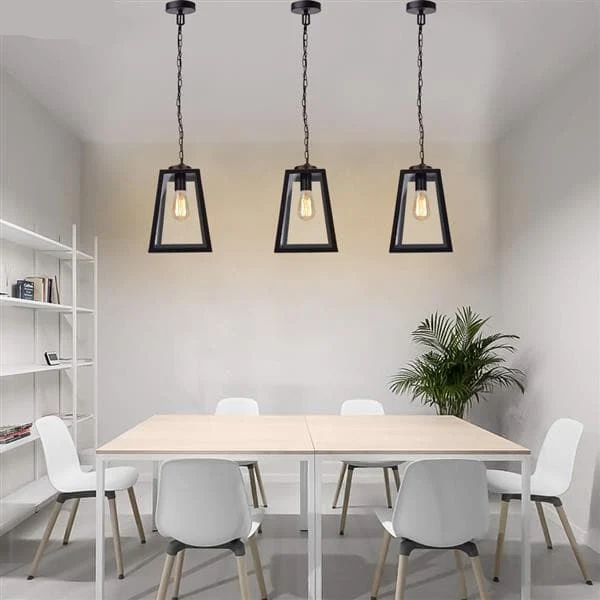 Hängelampe aus Schmiedeeisen und schwarzem Glas für Esszimmer – Noircelest