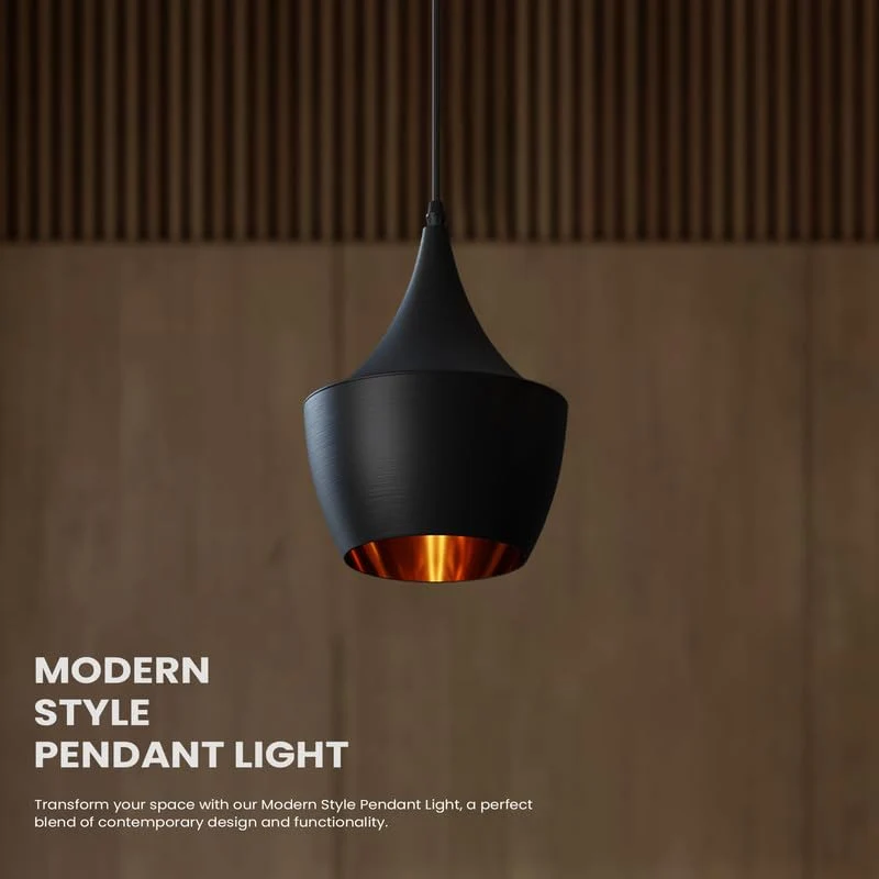 Pendelleuchte Schwarz/Gold - Modern & Einstellbar ~3447