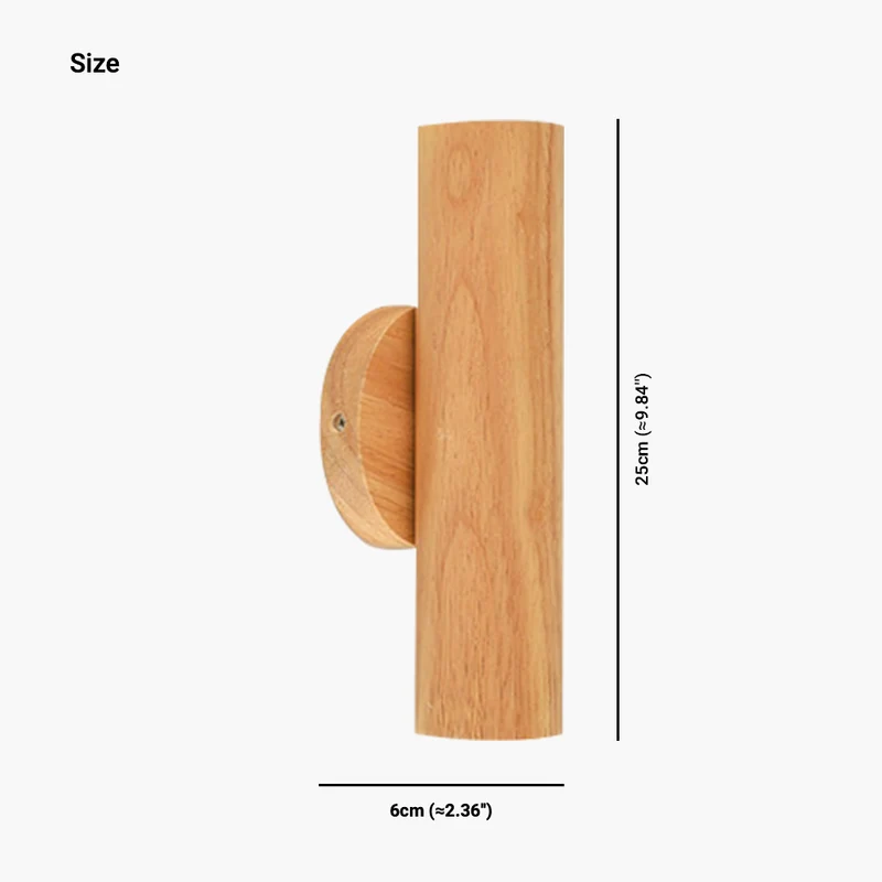 Wall Mounted Lamp LED Spotlight Nordic Rotating Tube Double Headed, Wood