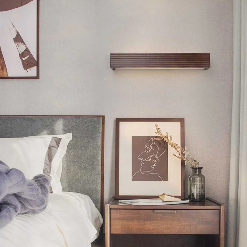 Wall Light Sconce Modern Minimalist Rectangle LED Linear, Wood & Acrylic