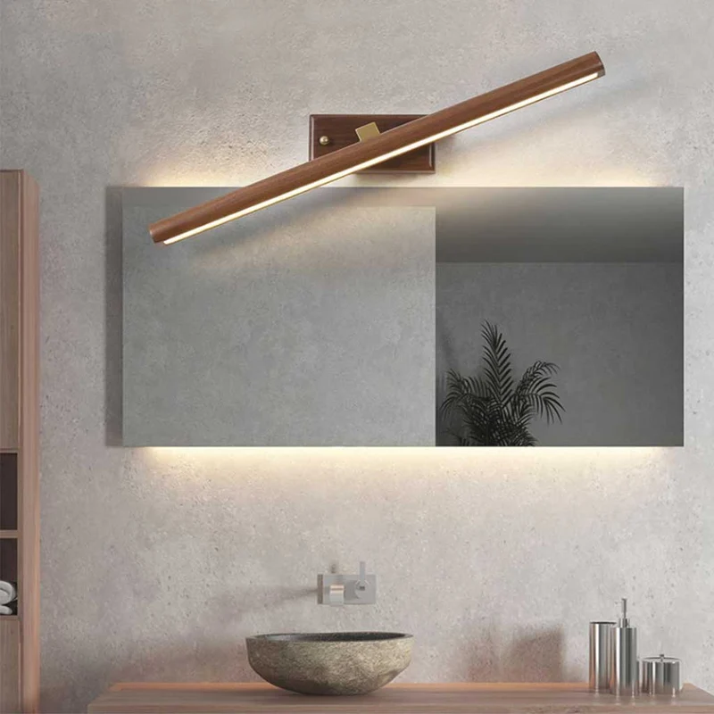 Wall Light Modern Japanese 360° Rotating LED Linear, Wood