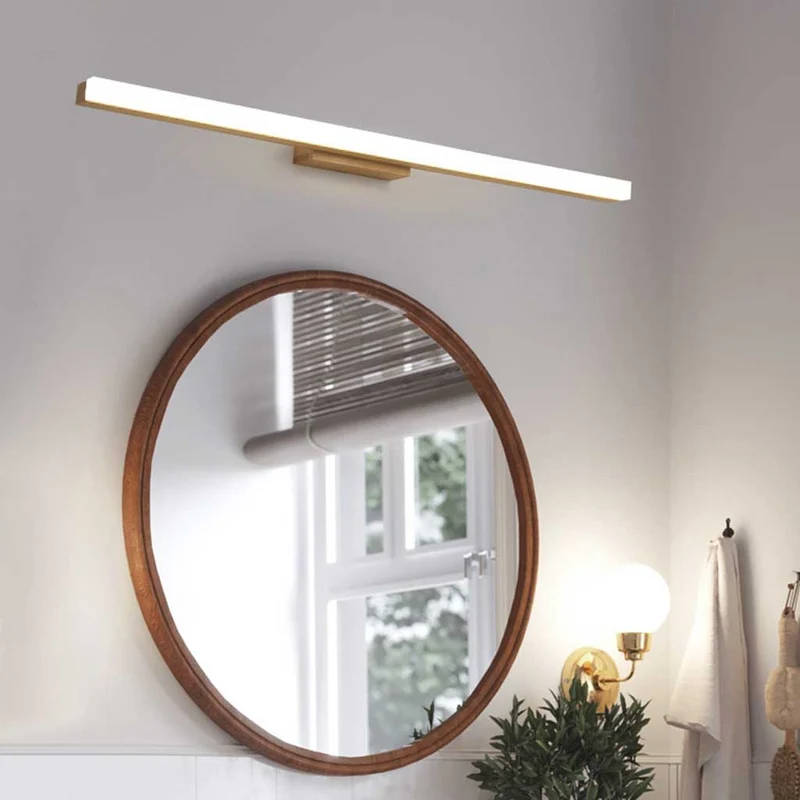 Mirror Bathroom Vanity Light Modern Nordic LED Linear, Wood