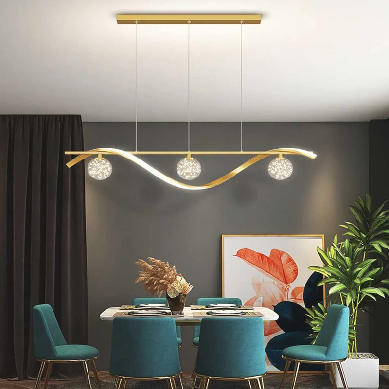Chandelier Modern Luxury Decorative Glass Ball LED Linear Wave