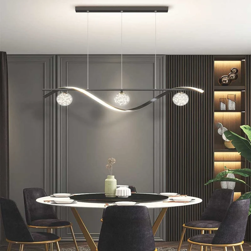 Chandelier Modern Luxury Decorative Glass Ball LED Linear Wave
