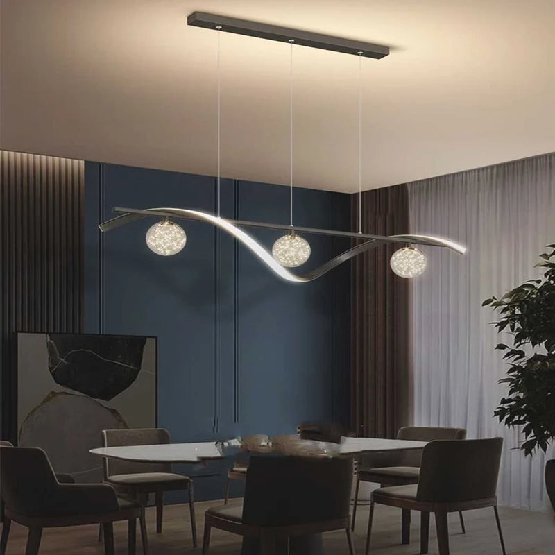 Chandelier Modern Luxury Decorative Glass Ball LED Linear Wave