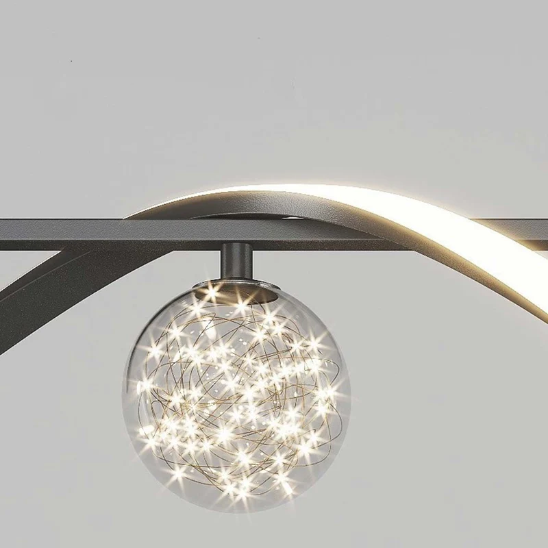 Chandelier Modern Luxury Decorative Glass Ball LED Linear Wave