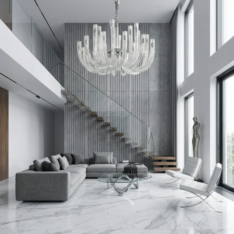Transparenter Glas-Kronleuchter für Wohnzimmer und Schlafzimmer – Célestine