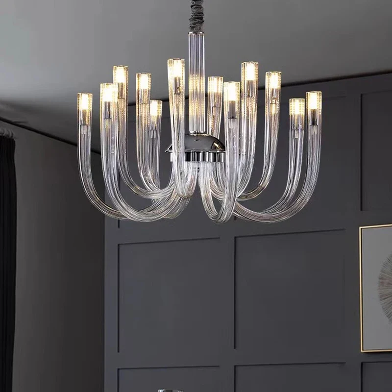 Transparenter Glas-Kronleuchter für Wohnzimmer und Schlafzimmer – Célestine