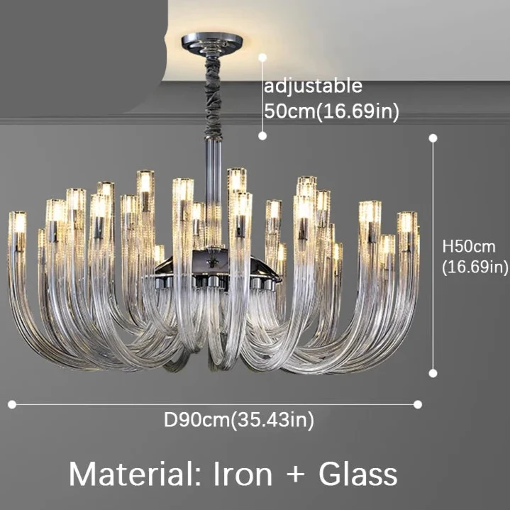 Transparenter Glas-Kronleuchter für Wohnzimmer und Schlafzimmer – Célestine