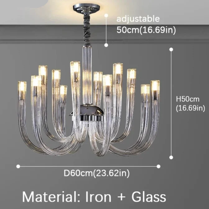 Transparenter Glas-Kronleuchter für Wohnzimmer und Schlafzimmer – Célestine