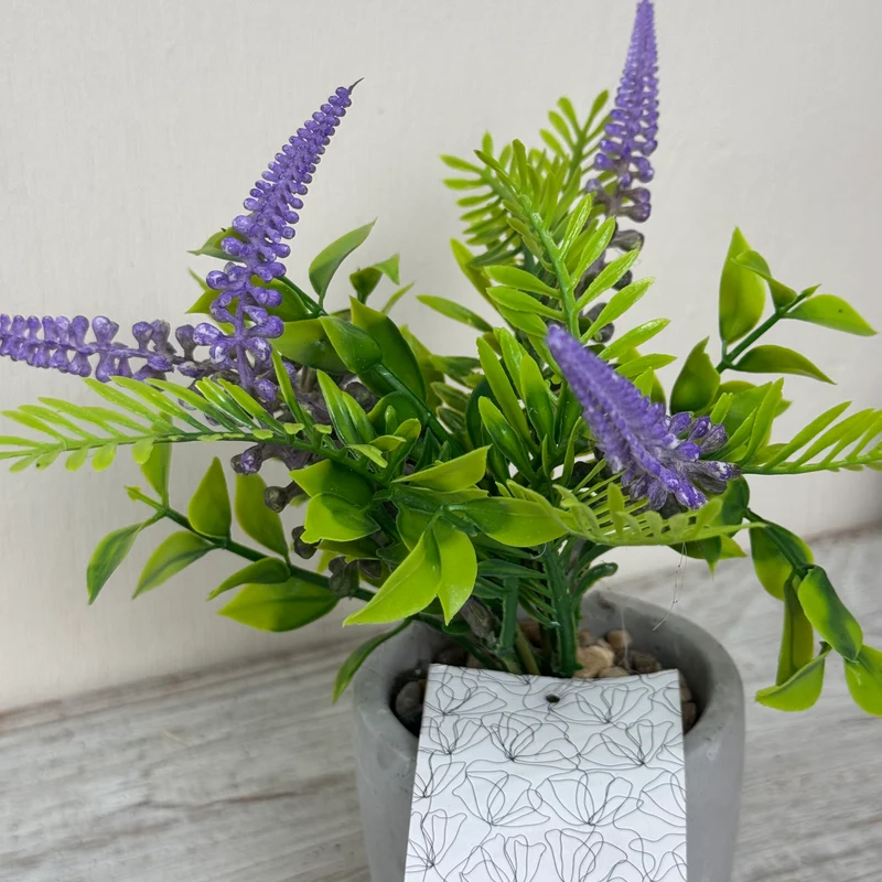 Künstliche Pflanze Lavendel im Zementtopf Deko Blume Lila