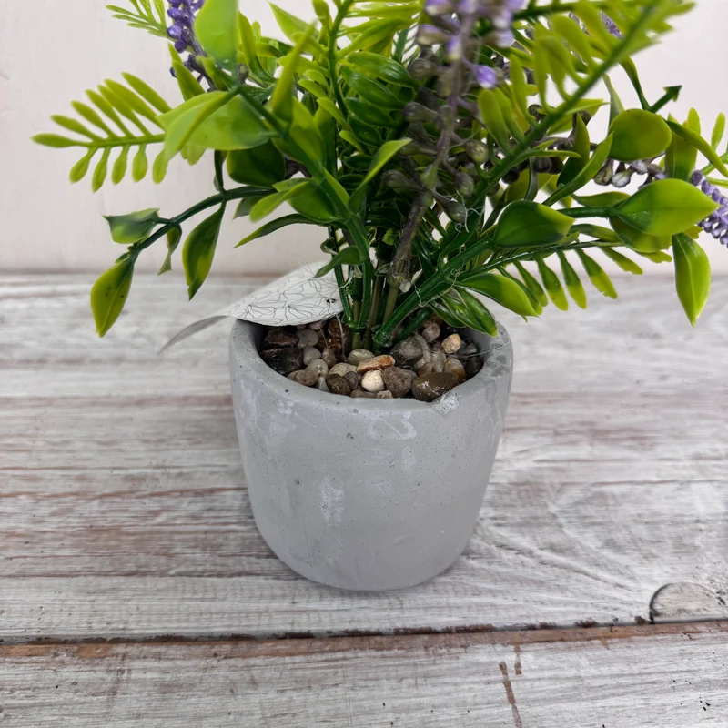 Künstliche Pflanze Lavendel im Zementtopf Deko Blume Lila