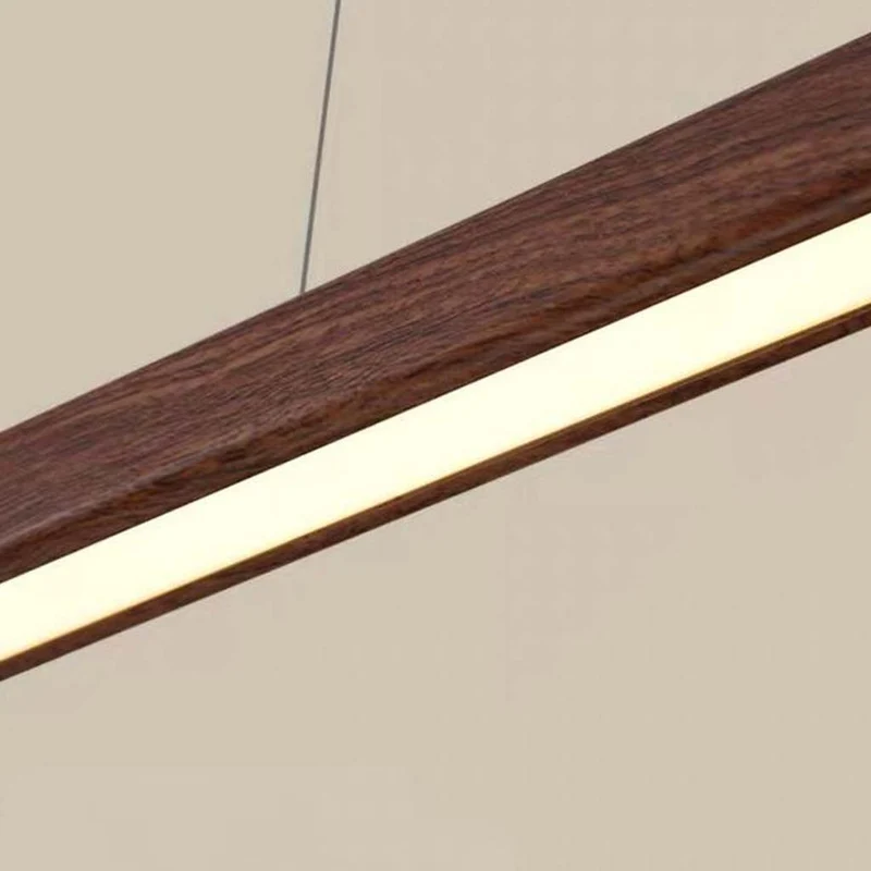 Pendant Light Minimalist Elegant Linear LED, Walnut Wood Color