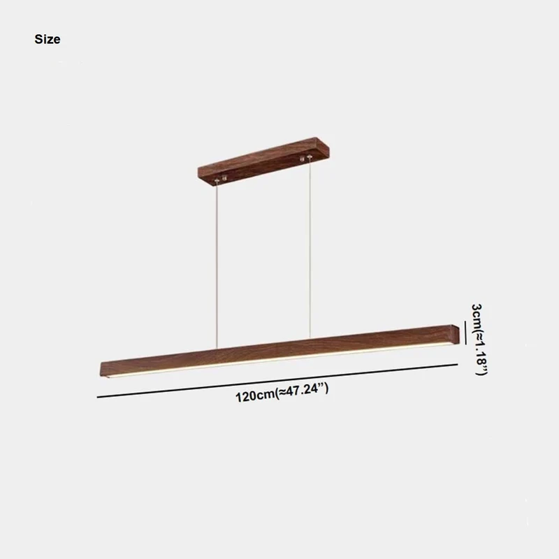 Pendant Light Minimalist Elegant Linear LED, Walnut Wood Color