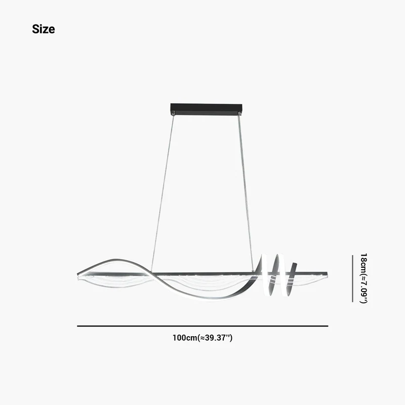 Chandelier Nordic Artistic Wavy Dimmable LED, Black