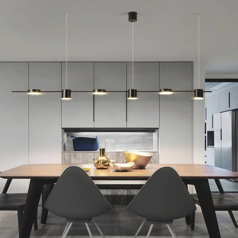 Chandelier Minimalist Linear Multi-Light Dimmable LED, Gold/Black
