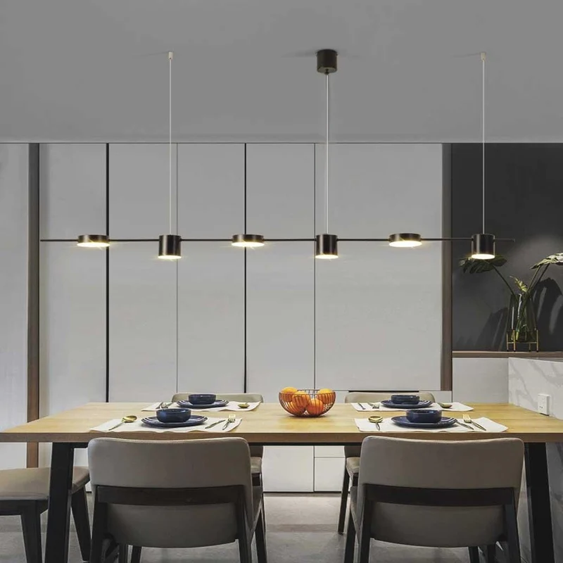 Chandelier Minimalist Linear Multi-Light Dimmable LED, Gold/Black