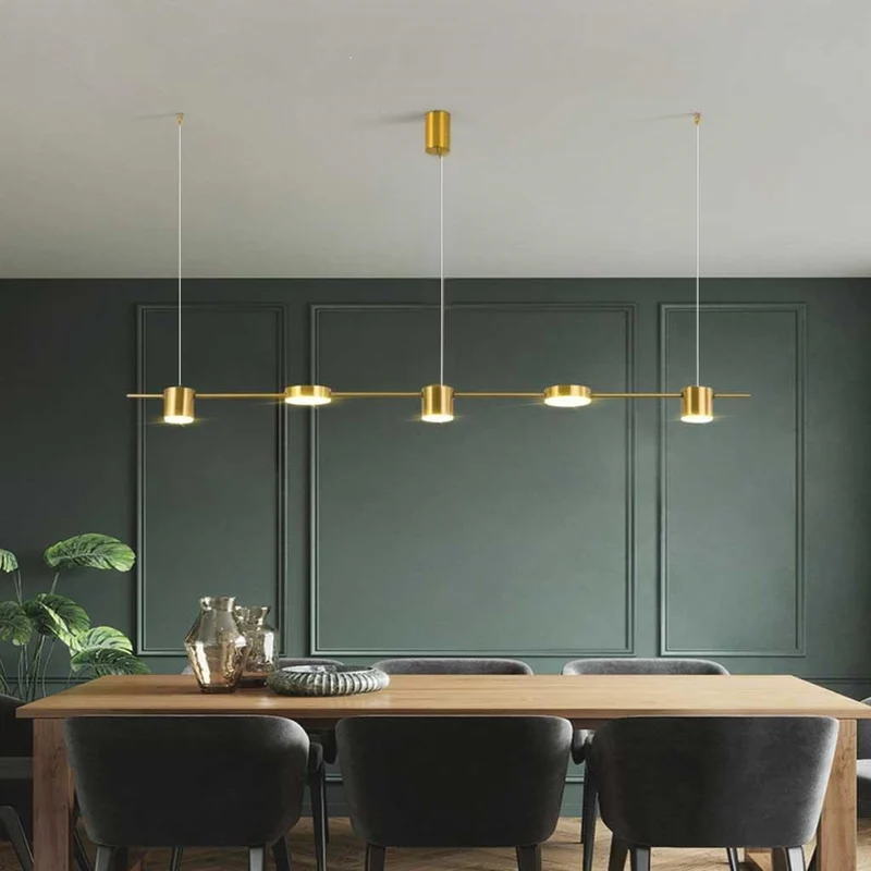 Chandelier Minimalist Linear Multi-Light Dimmable LED, Gold/Black
