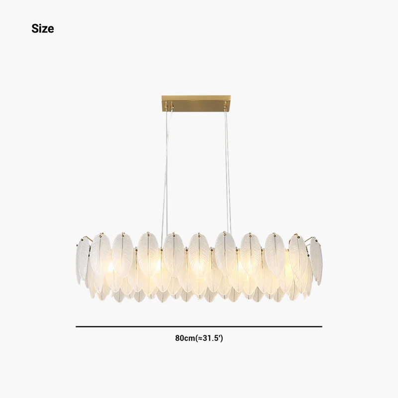 Chandelier Luxury Glass Feather Round / Rectangular, Gold&White