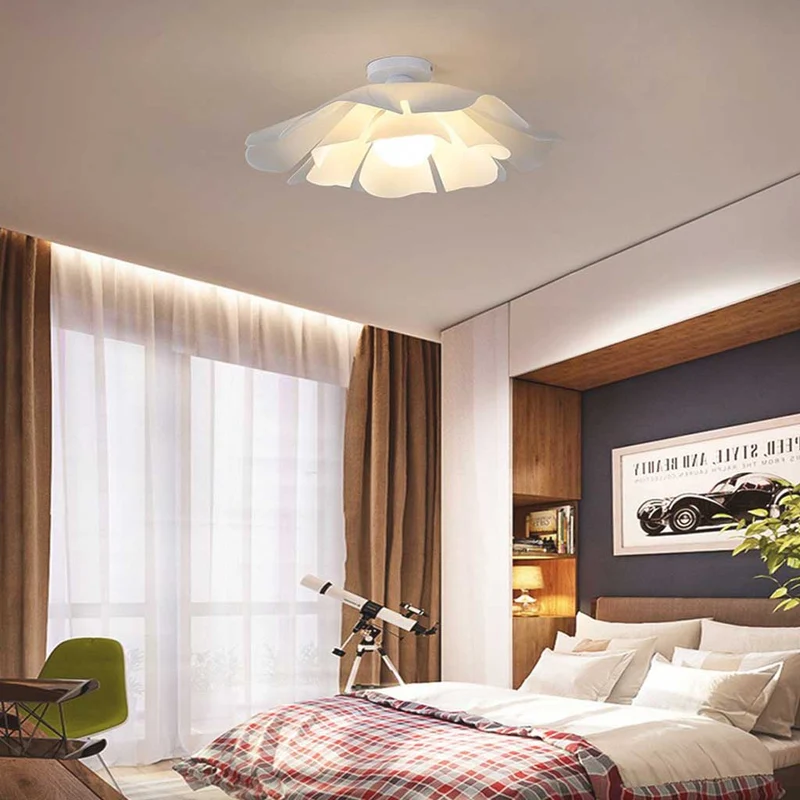 Ceiling Light Semi-Flush Mount Unique Acrylic Flower, White
