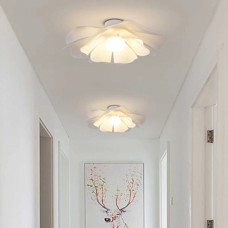 Ceiling Light Semi-Flush Mount Unique Acrylic Flower, White