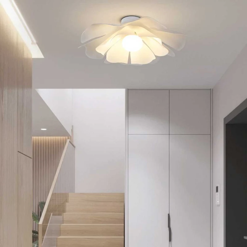 Ceiling Light Semi-Flush Mount Unique Acrylic Flower, White