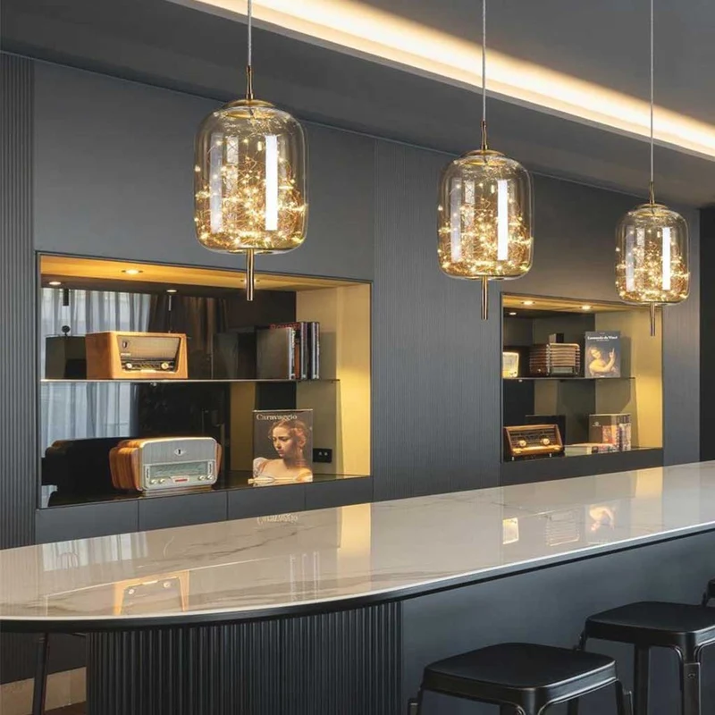 Pendant Light Nordic Glass, Starry Grey / Amber