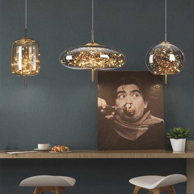 Pendant Light Nordic Glass, Starry Grey / Amber