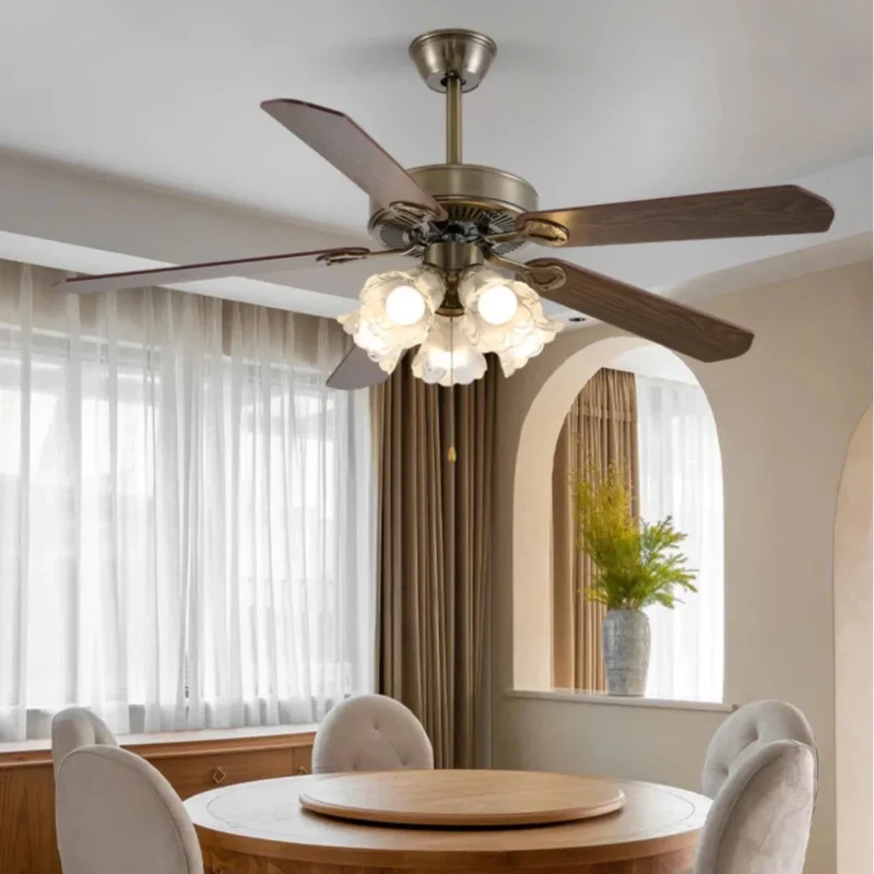 Leiser Vintage-Deckenventilator mit Licht und 5 Flügeln