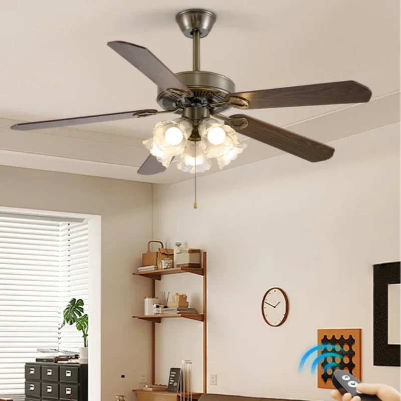 Leiser Vintage-Deckenventilator mit Licht und 5 Flügeln
