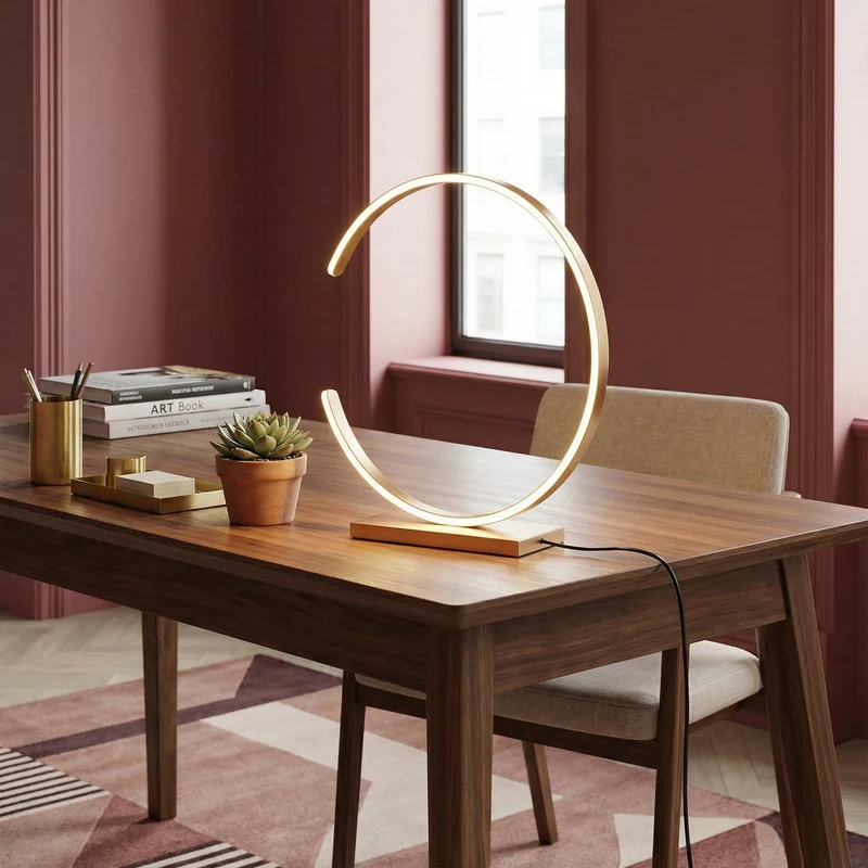 Goldene Metall-Tischlampe für Schlafzimmer – Arcenciel
