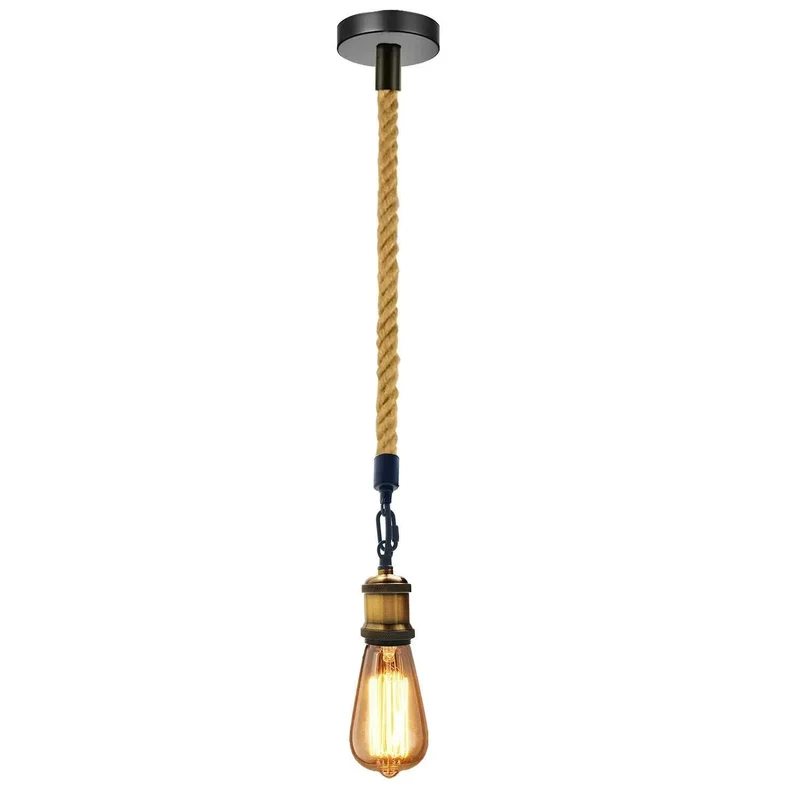 Hanfseil Pendelleuchte Vintage Industrial E27~3412