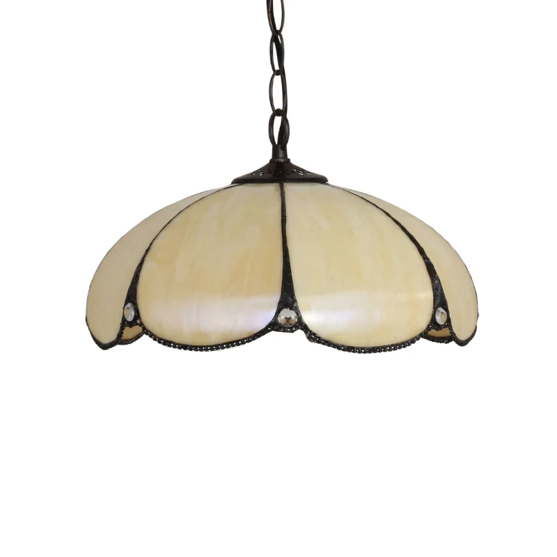 Tiffany-Hängeleuchte aus goldenem Bernstein-Glas – Aurélise