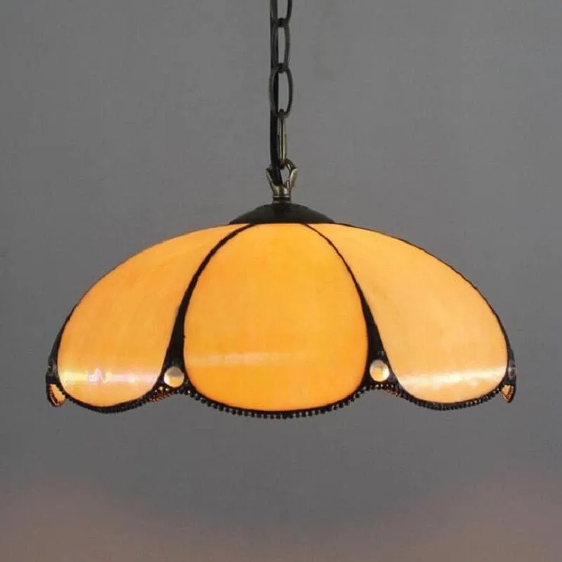Tiffany-Hängeleuchte aus goldenem Bernstein-Glas – Aurélise