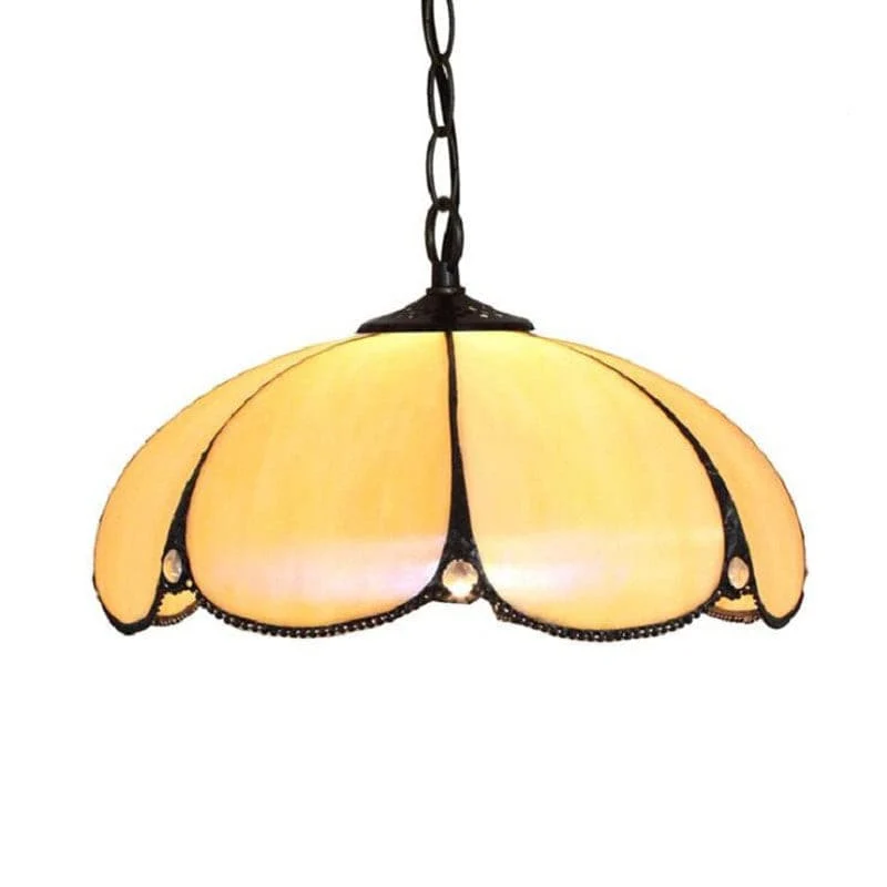 Tiffany-Hängeleuchte aus goldenem Bernstein-Glas – Aurélise
