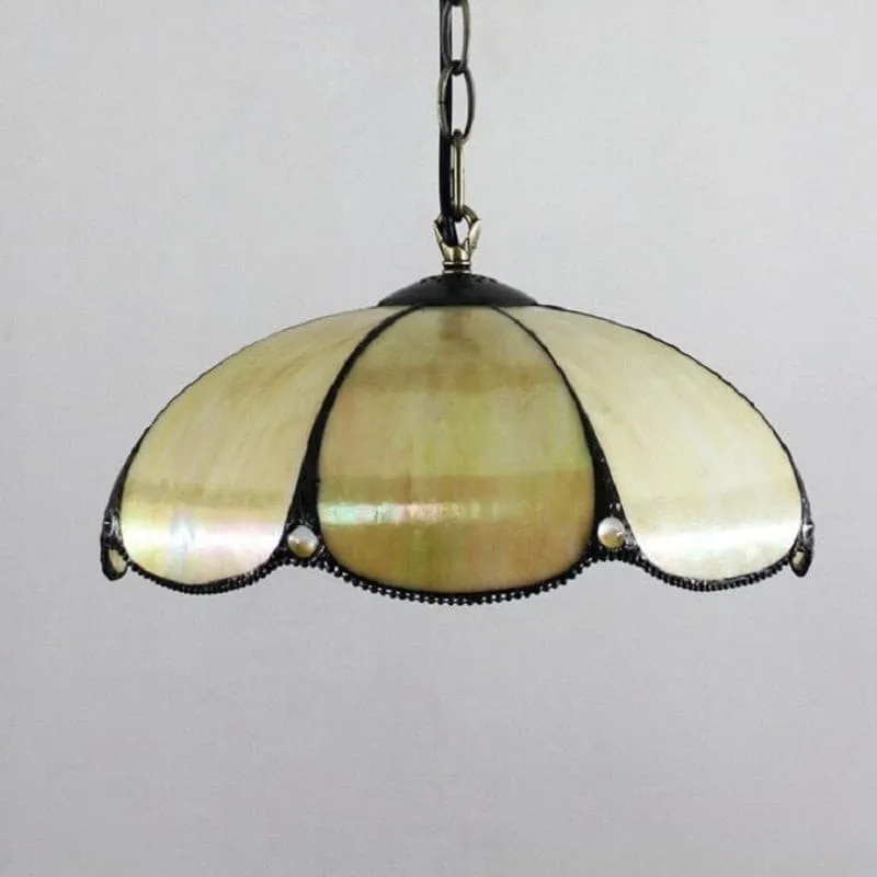 Tiffany-Hängeleuchte aus goldenem Bernstein-Glas – Aurélise