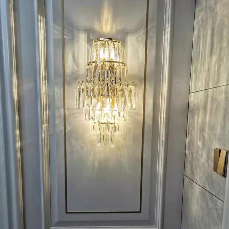 Wandleuchte aus Chrom und Kristall für Wohnzimmer – Cristarène