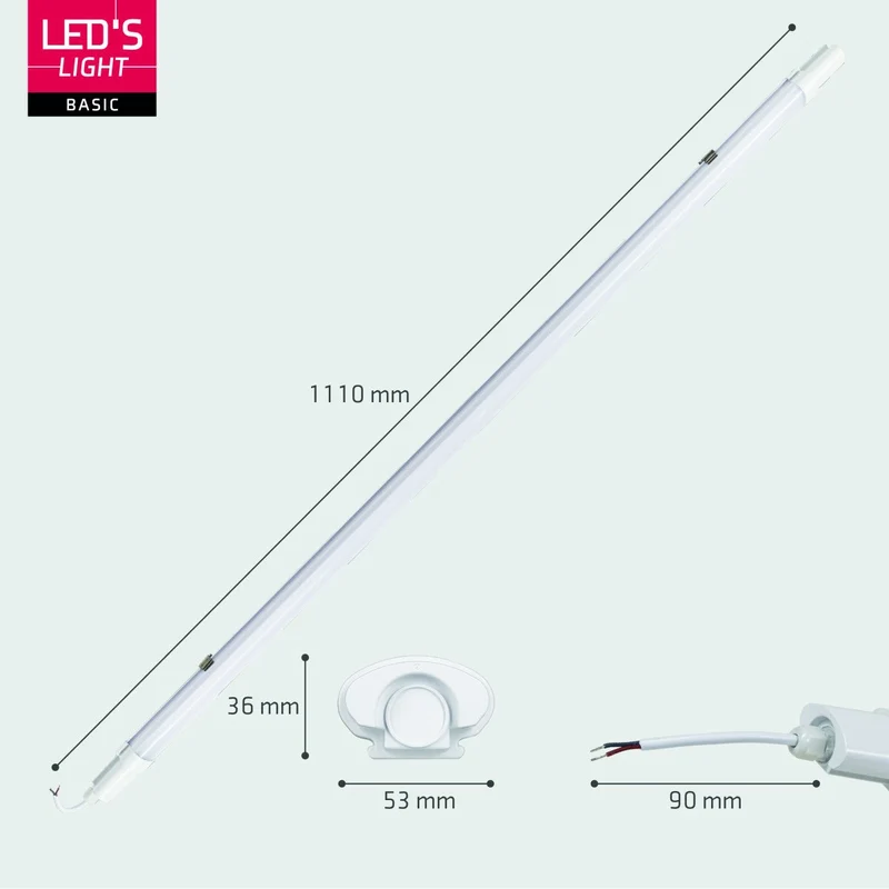 Feuchtraumleuchte LED 120cm 2-Pack IP65 18W 1900lm 4000K Neutralweiß - werkstattlampe, garagenlampe, kellerlampe, neonröhre, leuchtstoffröhre, kellerleuchte [Energieklasse F] - LED's Light