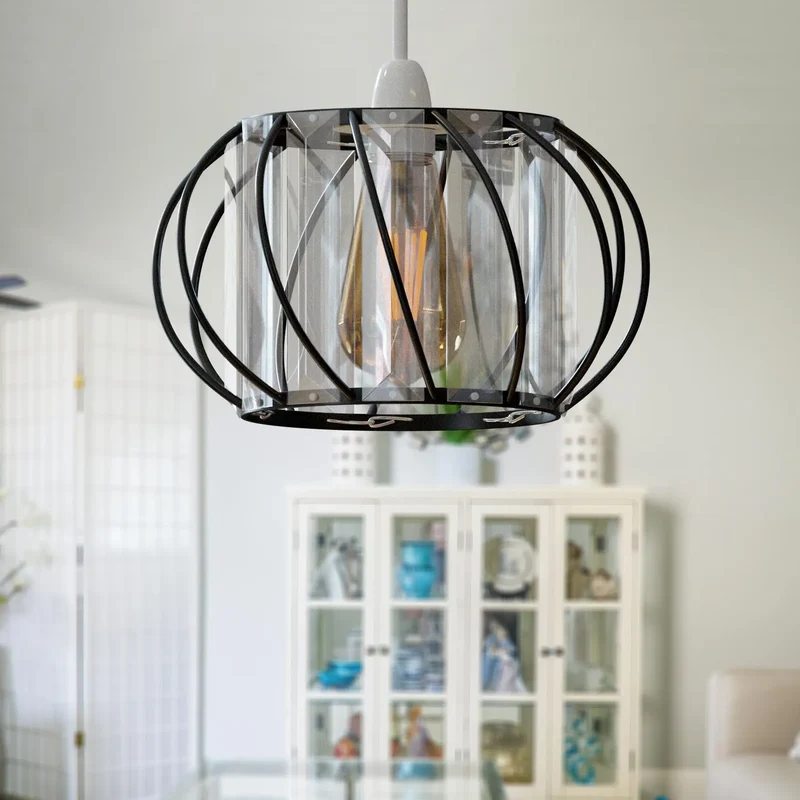 Moderner Kristall Glas Lampenschirm Metallkäfig | Ø 16 cm | E27 ~3438