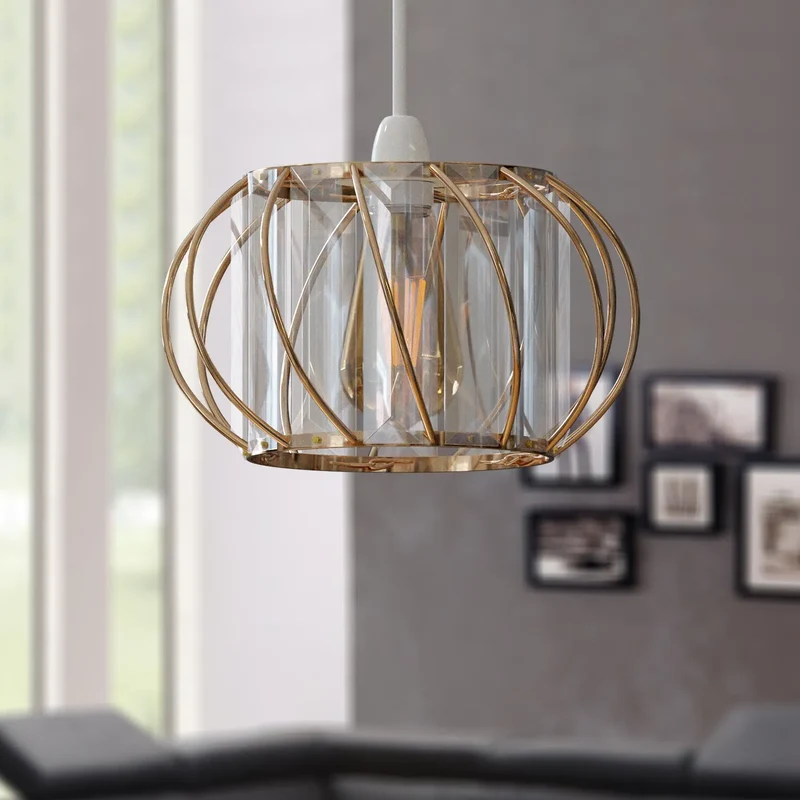 Moderner Kristall Glas Lampenschirm Metallkäfig | Ø 16 cm | E27 ~3438