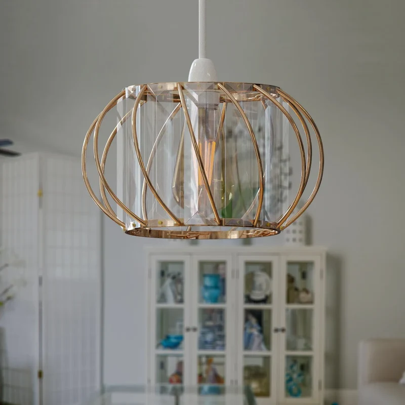 Moderner Kristall Glas Lampenschirm Metallkäfig | Ø 16 cm | E27 ~3438